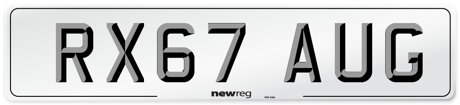 RX67 AUG Number Plate from New Reg
